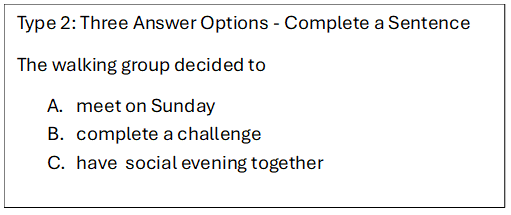 IELTS Multiple Choice Listening Question - finish the sentence