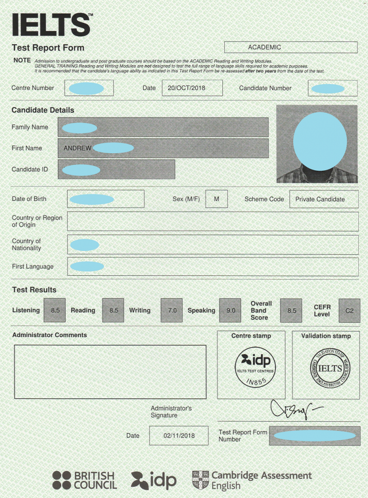 9 score in ielts